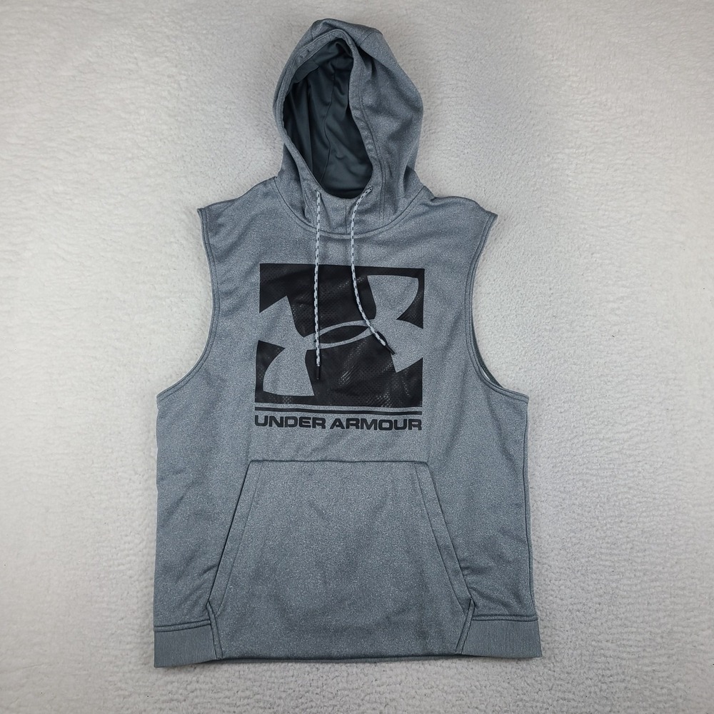 Under Armour Hoodie Mens Large Gray Loose Coldgear Sleeveless Activewear